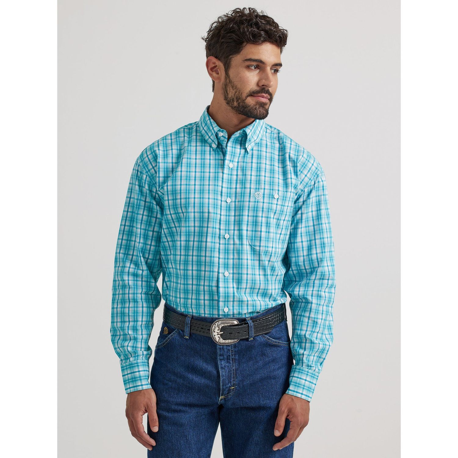 Wrangler Men's George Strait Pocket Long Sleeve Shirt -