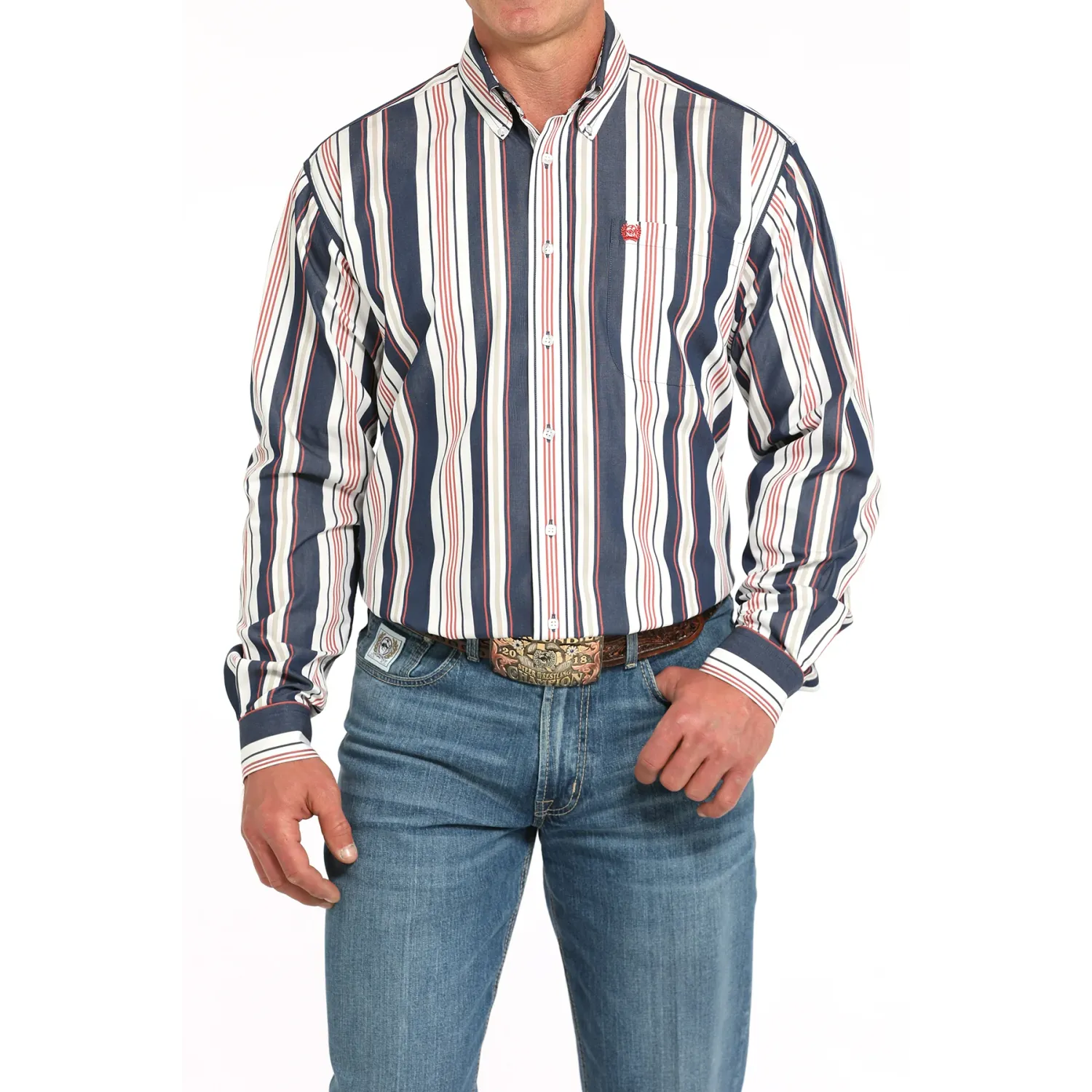 Cinch Men's Long Sleeve Print Shirt-Navy - MTW1105938