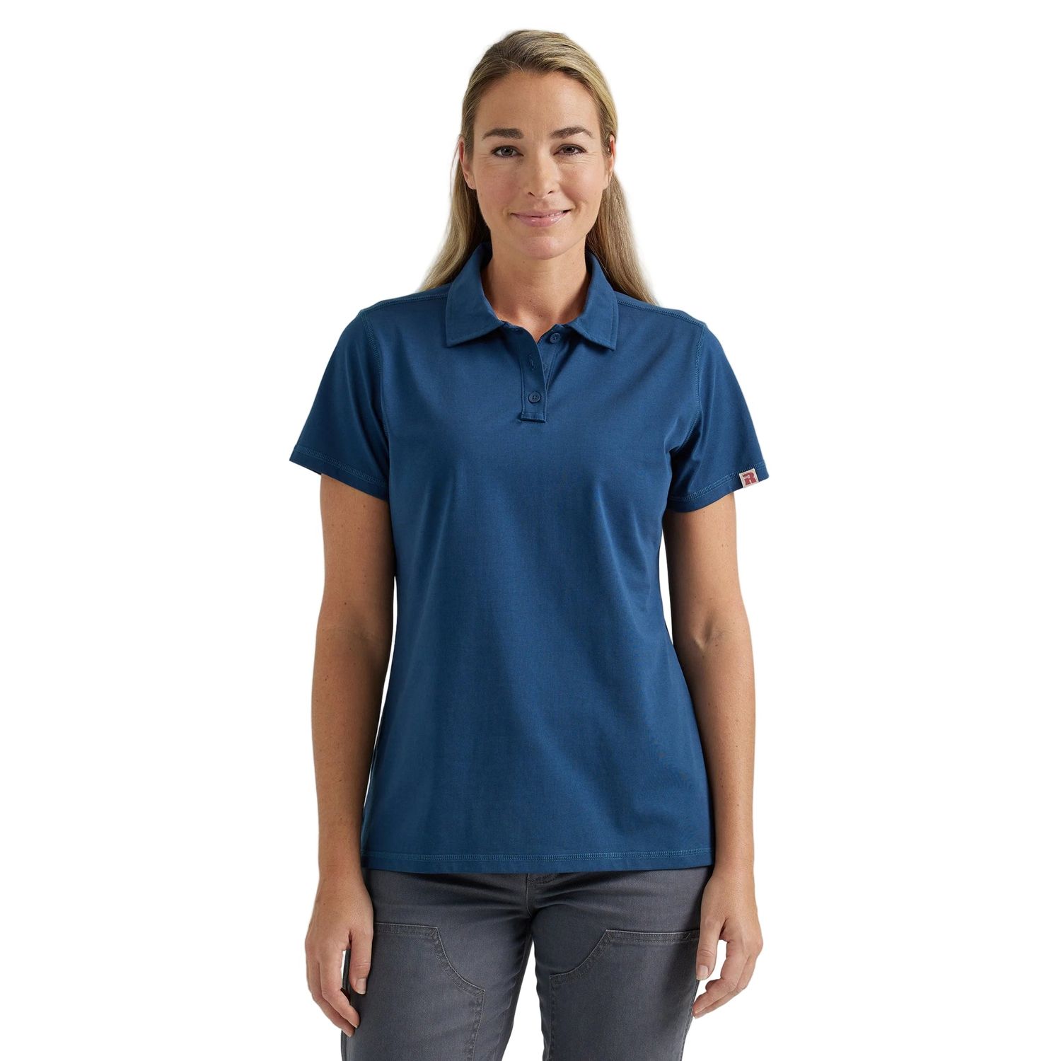 Wrangler Women's Riggs Performance Knit Short Sleeve Polo Shirt - Navy