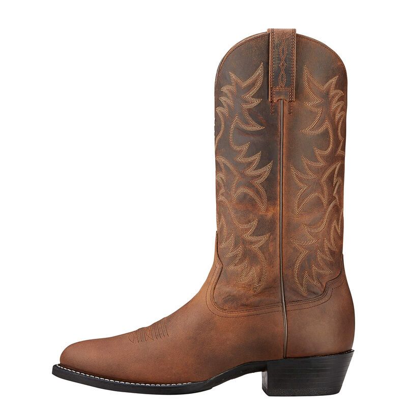 Ariat Men's Heritage Round Toe Western Boots - Distressed Brown
