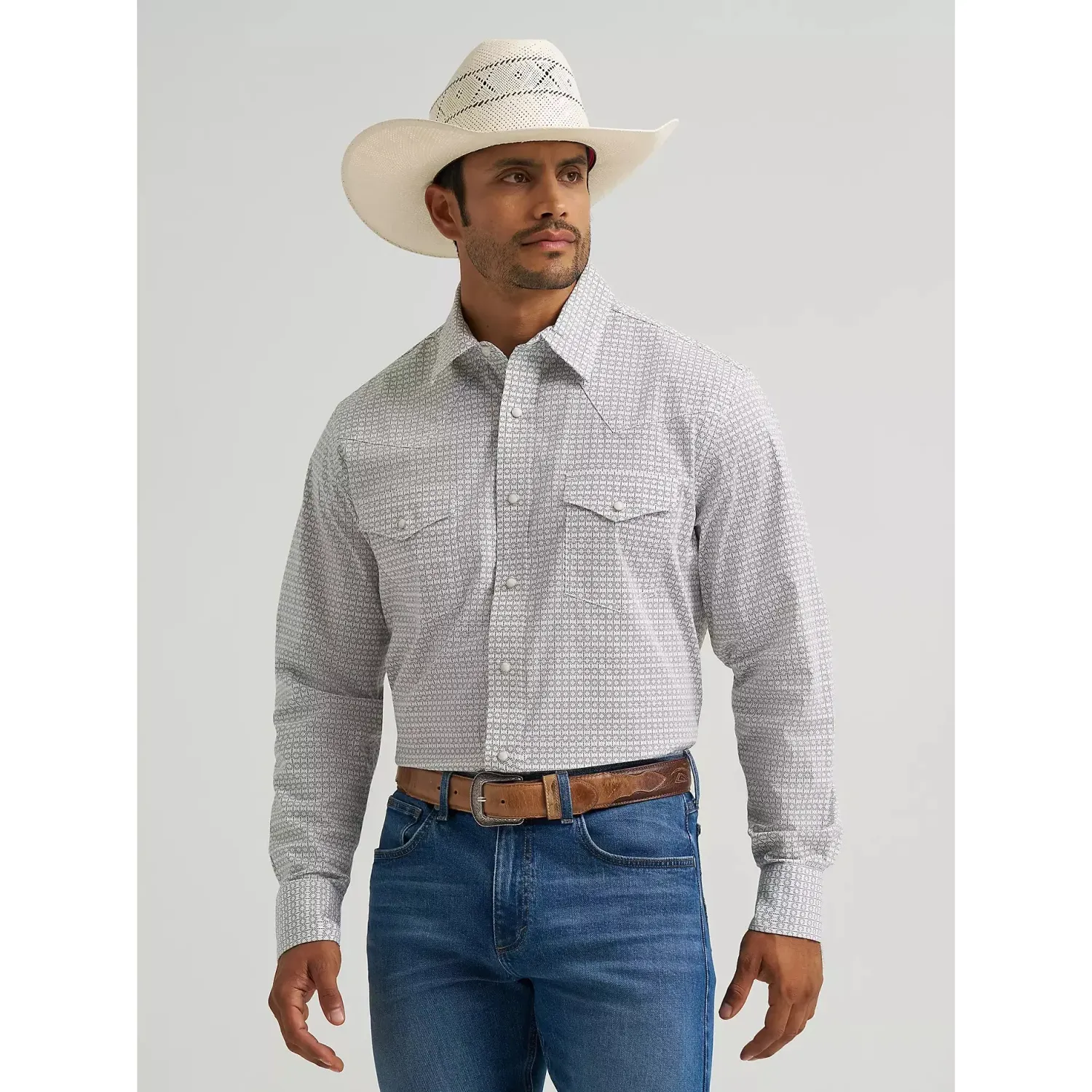 Wrangler Men's 20X Competition Advanced Comfort Long Sleeve Snap Shirt - Multiple Colours, Colours: Grey Diamond, Size: S