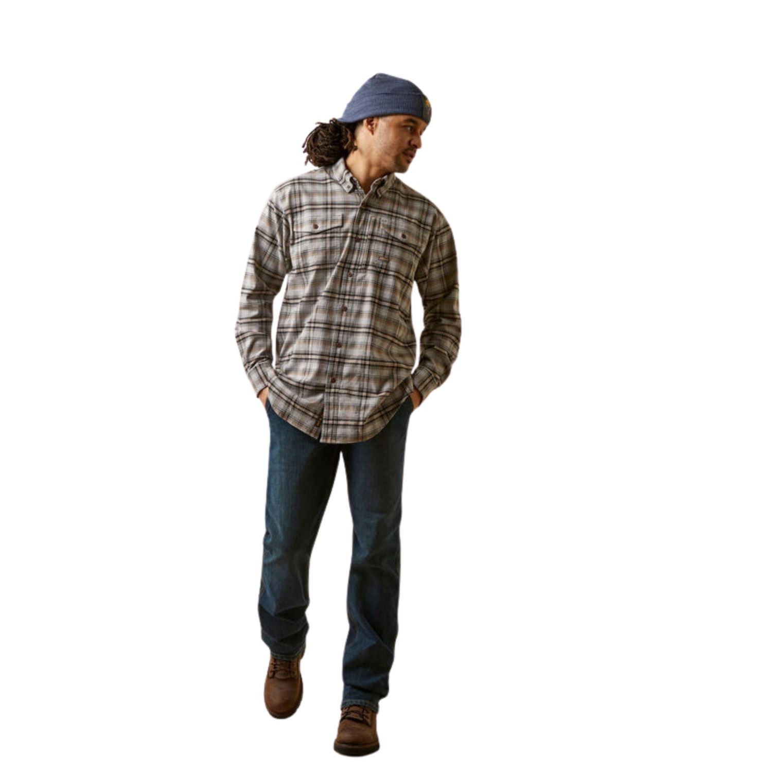Ariat Men's Rebar Flannel DuraStretch Work Shirt - Alloy Plaid
