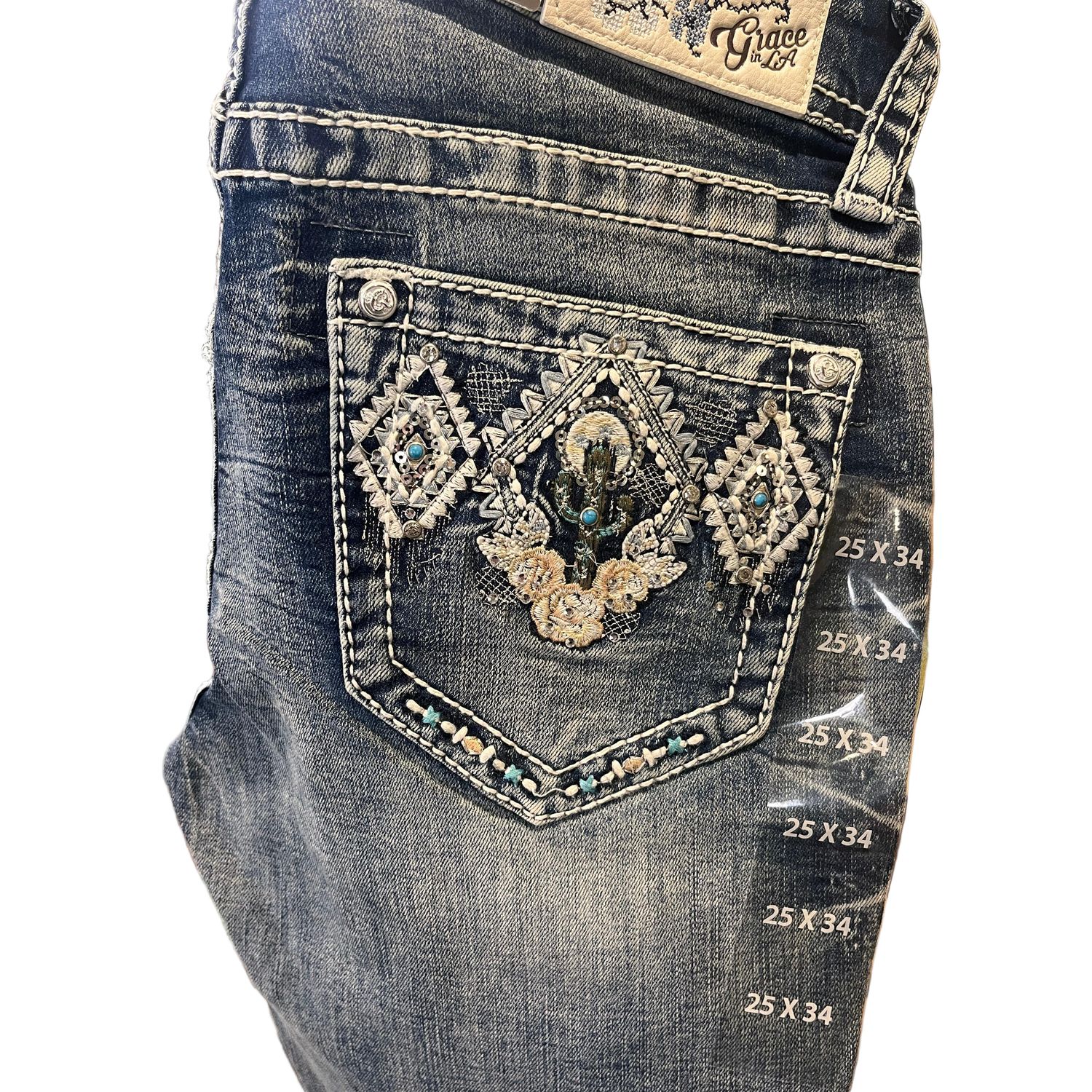 Grace in LA Women's Aztec Cactus Jeans
