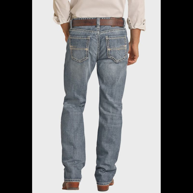 Rock &amp; Roll Mens Relaxed Fit Straight Bootcut Jeans - Medium Vintage