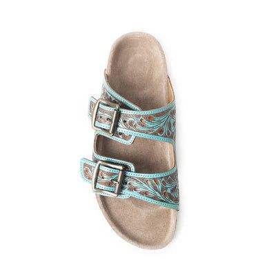 Myra Women's Falling Feather Sandles- Blue/Brown