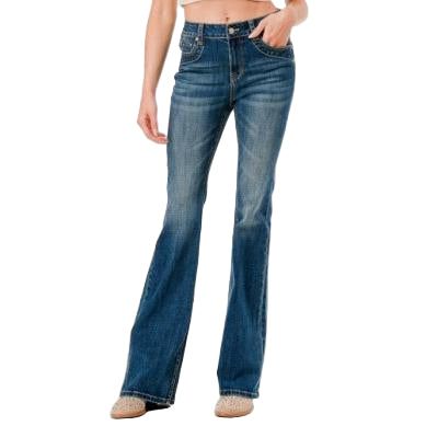 Grace in LA Women's Basic Flare Jean - Medium Wash