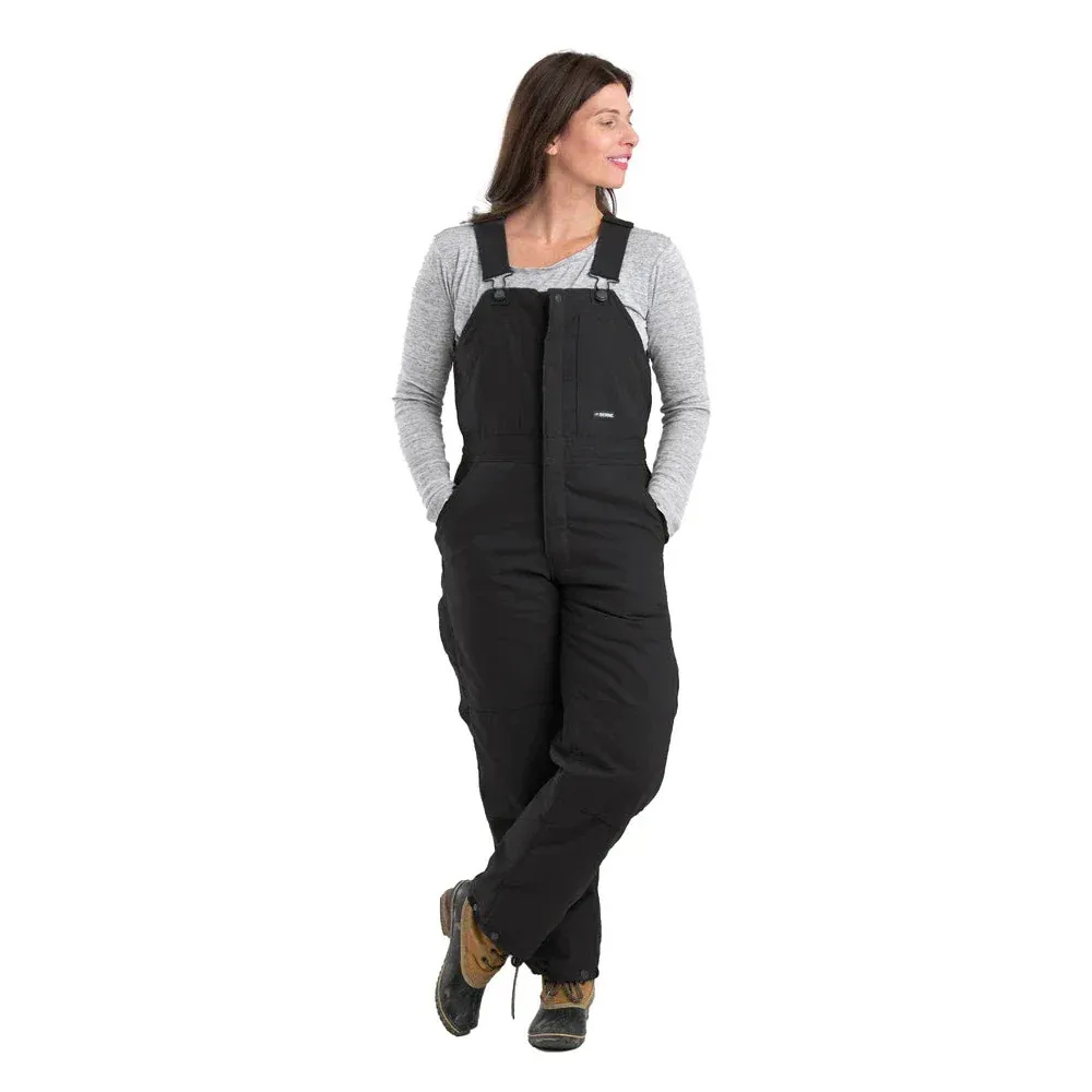 Berne Women's Softstone Duck Insulated Bib Overalls - Assorted Colours, Color: Black, Length: Regular, Size: 2XL