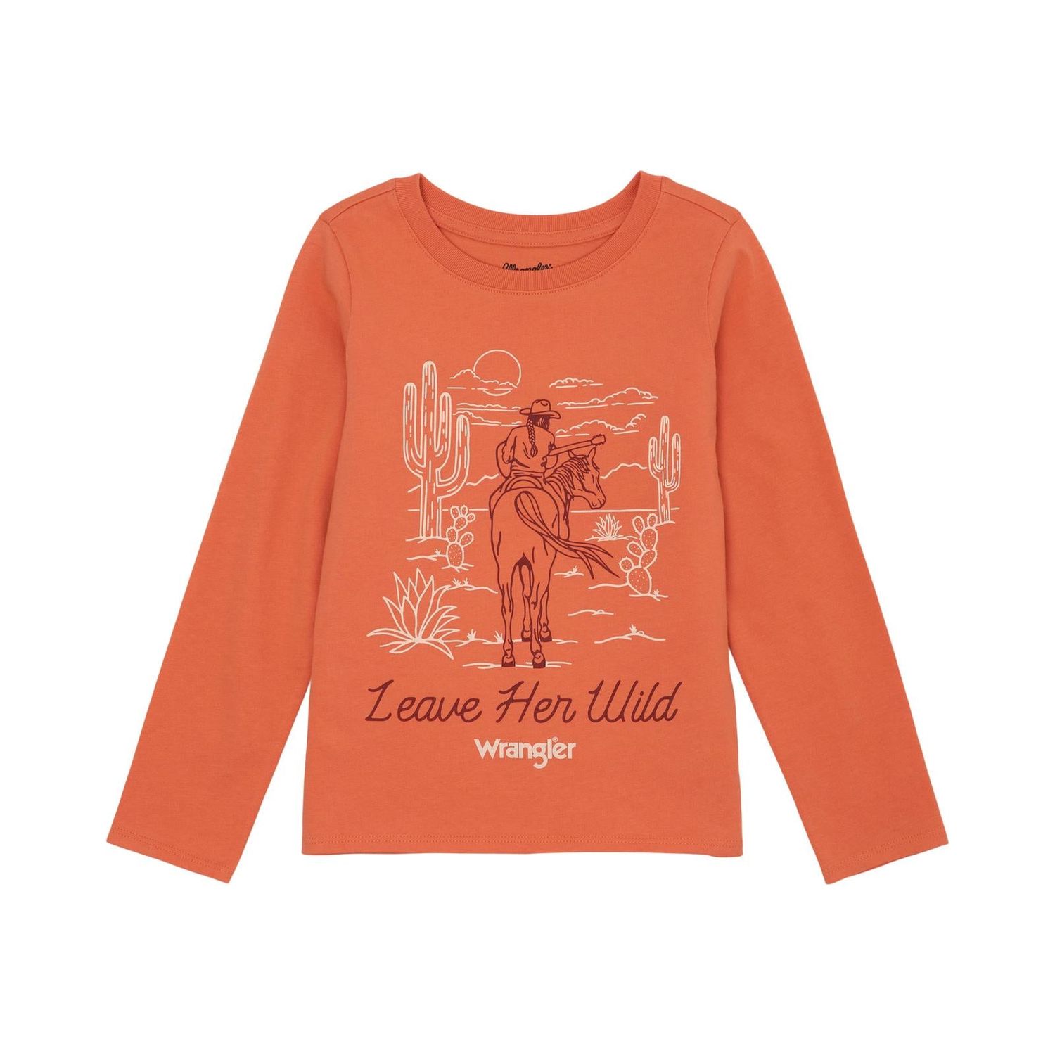 Wrangler Girl's Leave Her Wild Long Sleeve Top - Coral