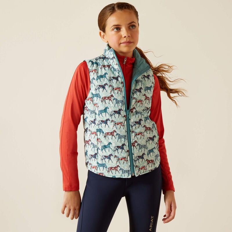 Ariat Girl's Bella Reversible Insulated Vest - Painted Ponies/Brittany Blue
