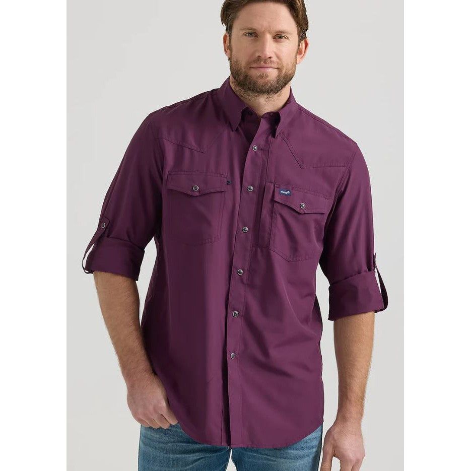 Wrangler Men's FA24 Performance Long Sleeve Shirt - Plum