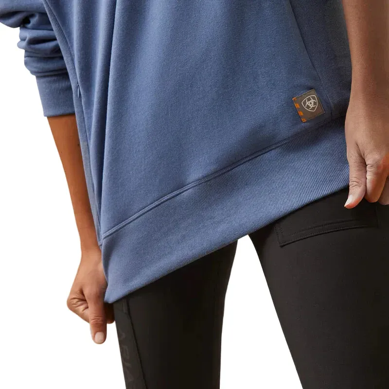 Ariat Women's Rebar Workman Washed Fleece Sweatshirt - Bjou Blue Heather