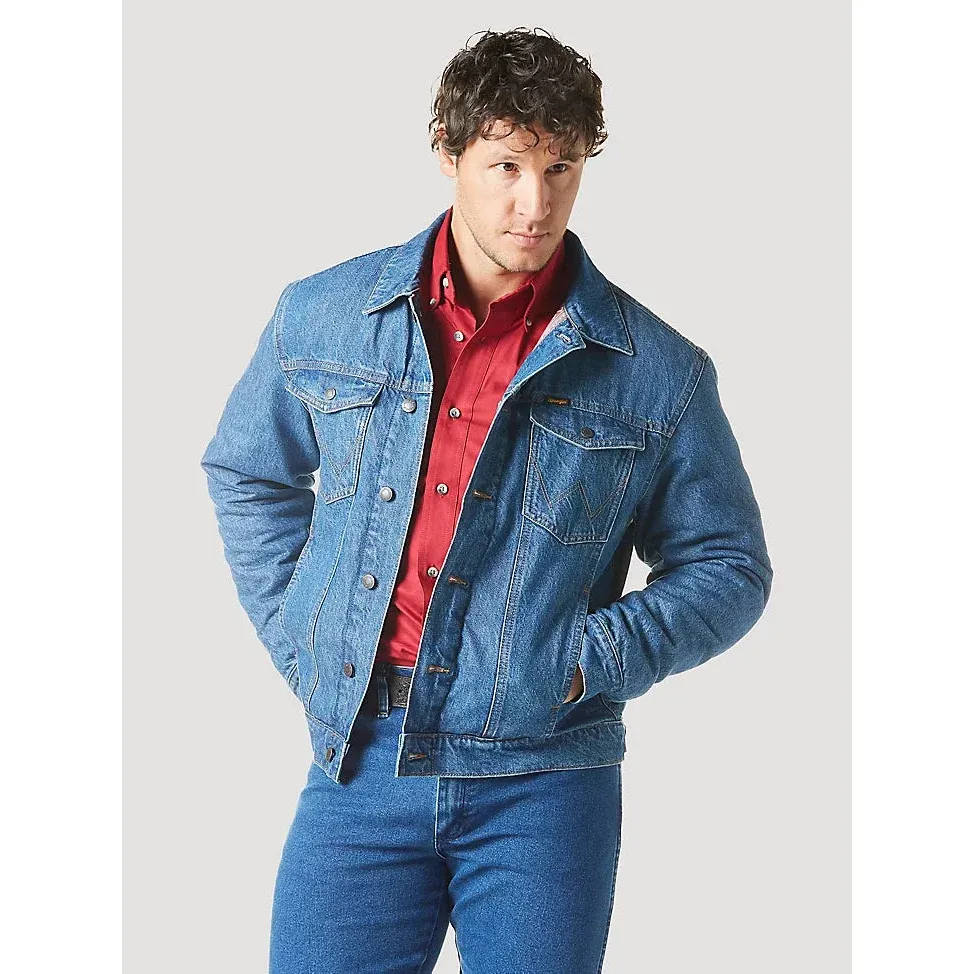 Wranglers Men's Flannel Lined Western Jacket in Firepit -Denim, Size: S