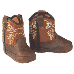 Ariat Lil' Stompers WorkHog Infant Boots - Brown w/Orange Shaft, Size: 0