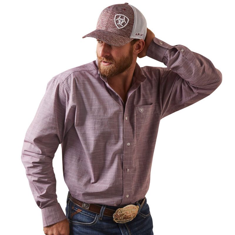 Ariat Mens Solid Slub Classic Fit Shirt - Wine Club
