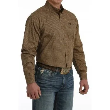 Cinch Men's LS Geometric Print Shirt - Brown