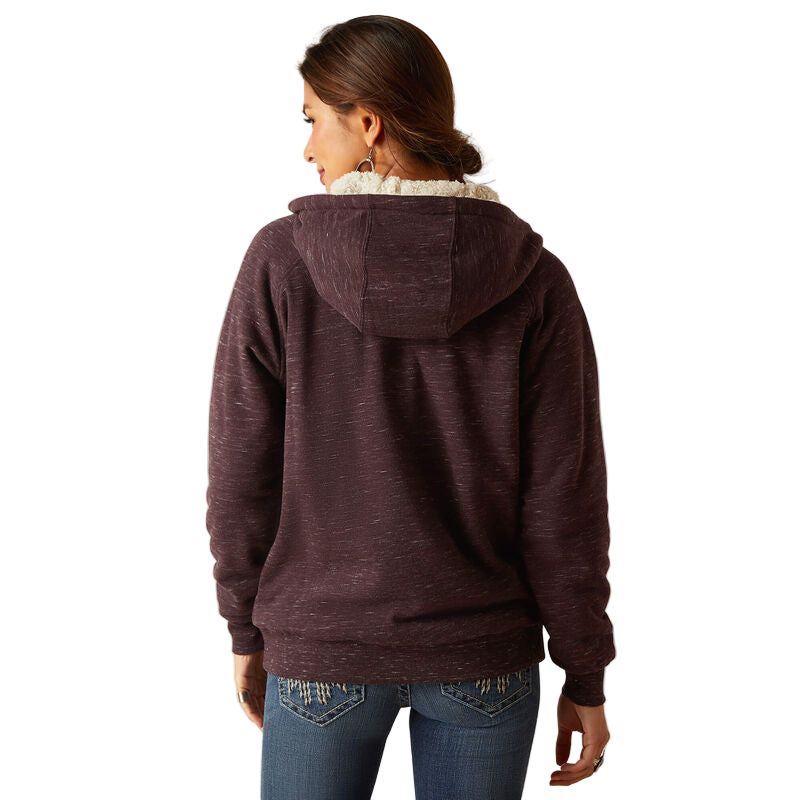 Ariat Women's REAL Sherpa Full Zip Hoodie - Clove Brown