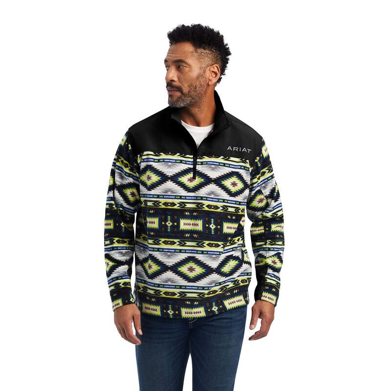 Ariat Mens Basis 2.0 1/4 Zip Sweatshirt Lime Southwest