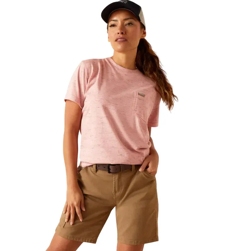 Ariat Women's Rebar Cotton Strong Space Dye T-Shirt - Mauveglow Space Dye