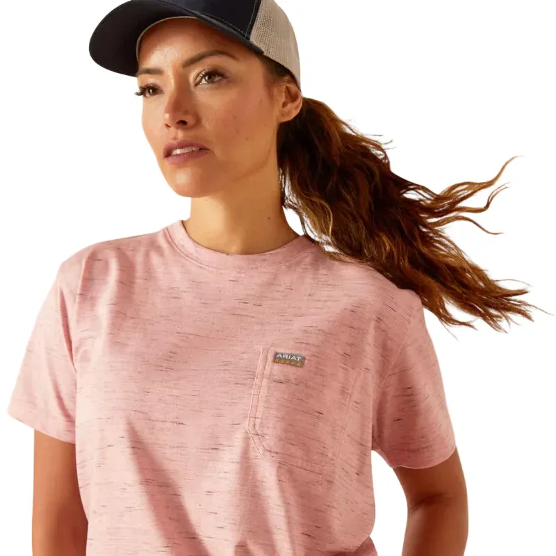 Ariat Women's Rebar Cotton Strong Space Dye T-Shirt - Mauveglow Space Dye