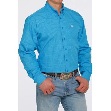 Cinch Men's LS Print Blue