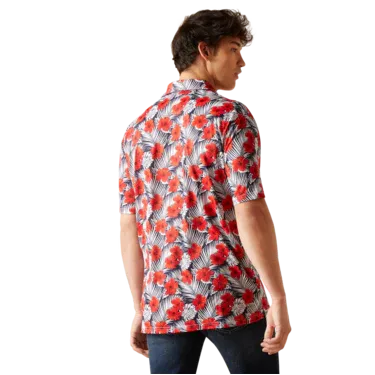 Ariat Men's All Over Short Sleeve Polo- Navy