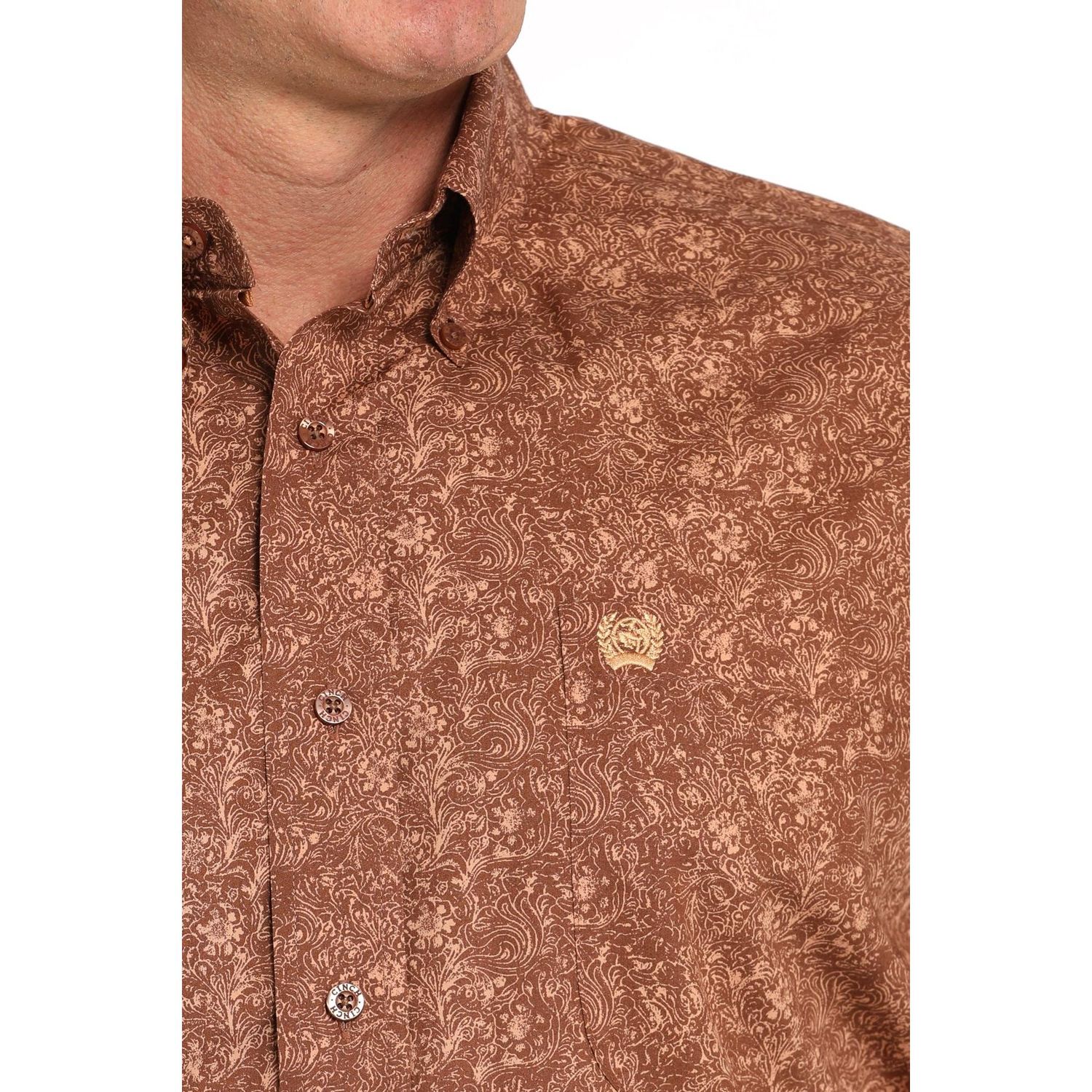 Cinch Men's Long Sleeve Paisley Print Shirt - Brown