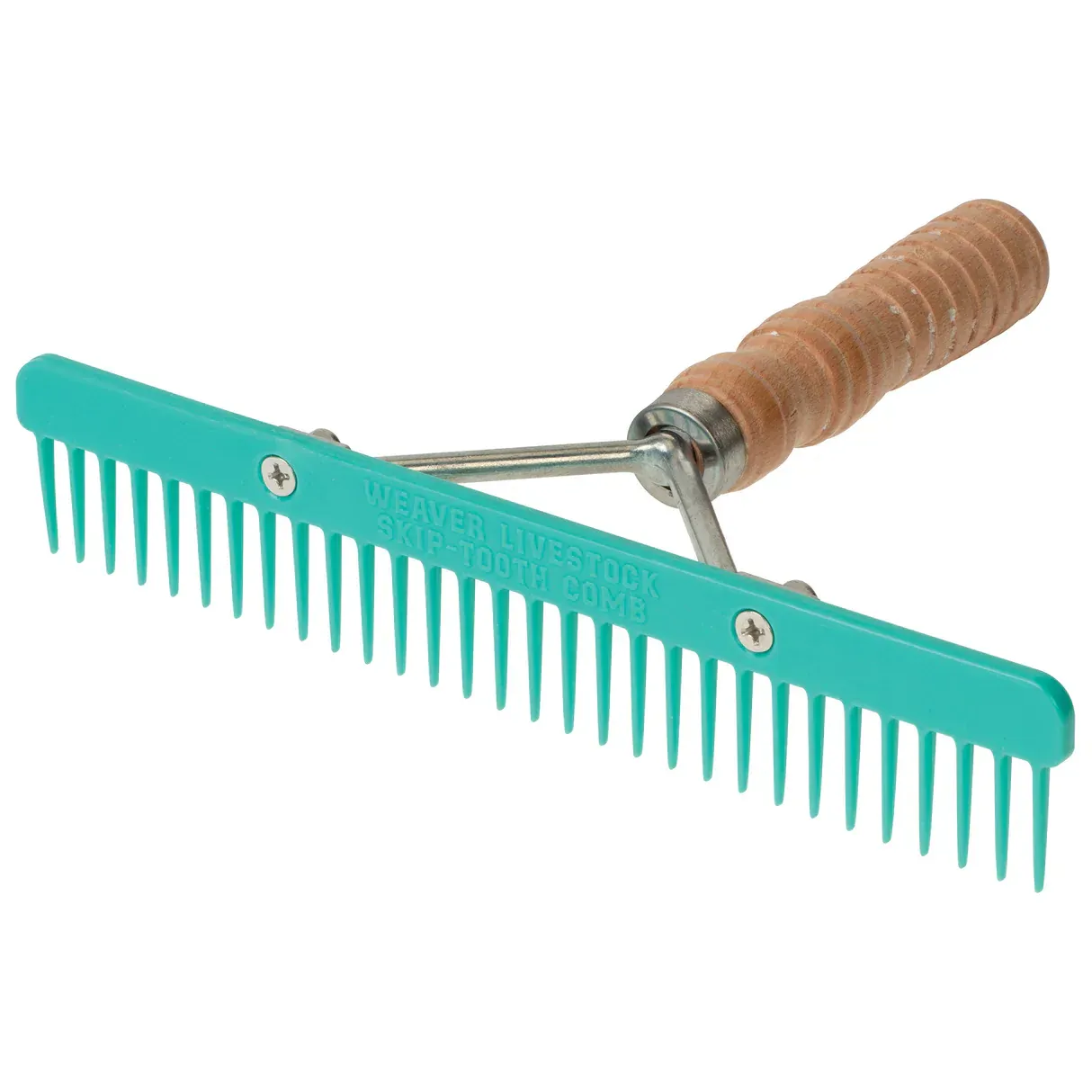 Weaver Skip Tooth Comb with Wood Handle and Replaceable Plastic Blade, Color: Aqua