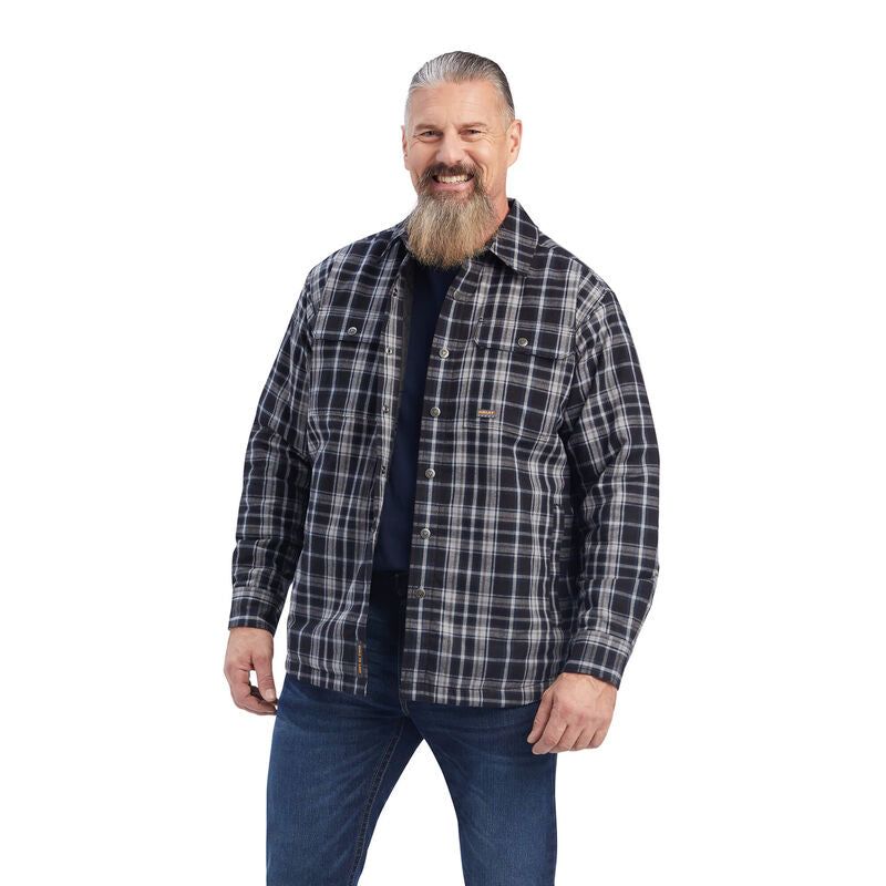 Ariat Mens Rebar Durastretch Flannel Insulated Shirt Jacket