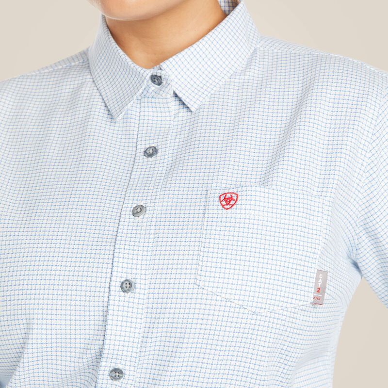 Ariat Women's FR Hermosa DuraStretch Classic Work Shirt - White Windowpane
