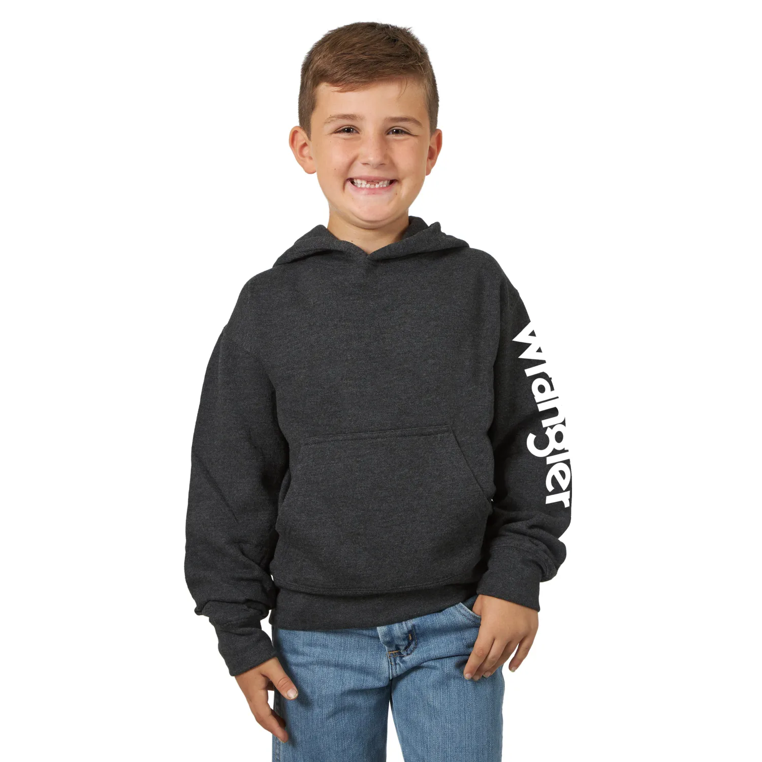 Wrangler Boys Hoodie Charcoal Heather, Size: 6