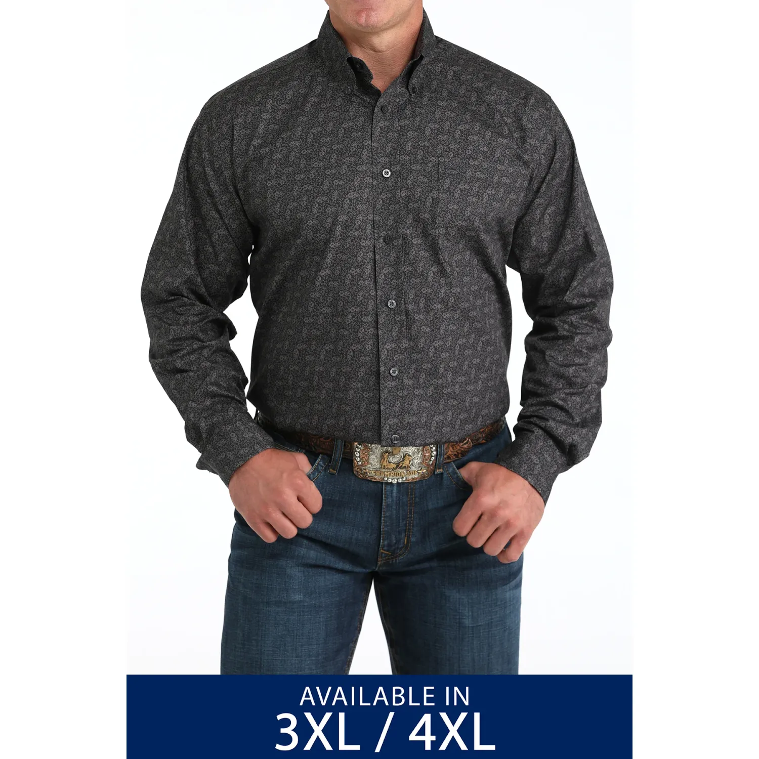Cinch Men's Long Sleeve Shirt- Charcoal - MTW105959X-3XL