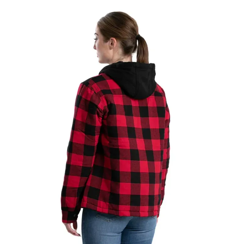 Berne Women's Heartland Hooded Shirt Jacket - Red &amp; Black