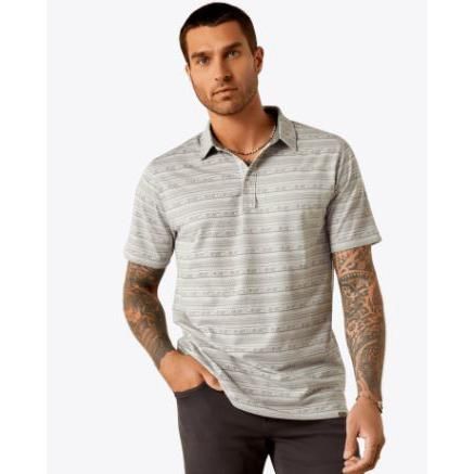 Ariat Men's Short Sleeve Retro Polo- Grey