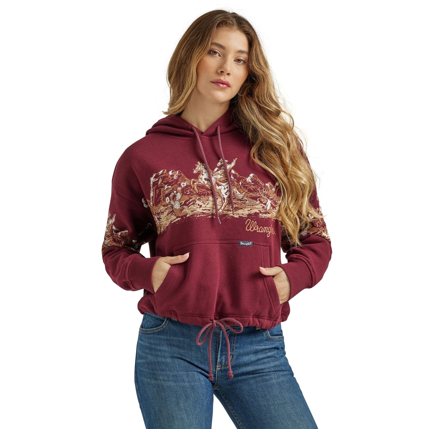 Wrangler Women's Retro Vintage Hoodie - Burgundy