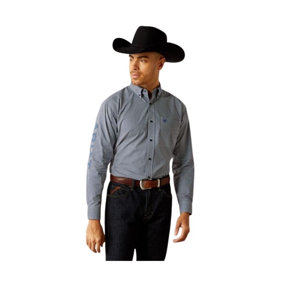 Ariat Men's Keenan Classic Fit Long Sleeved Shirt - Blue/Navy Blue