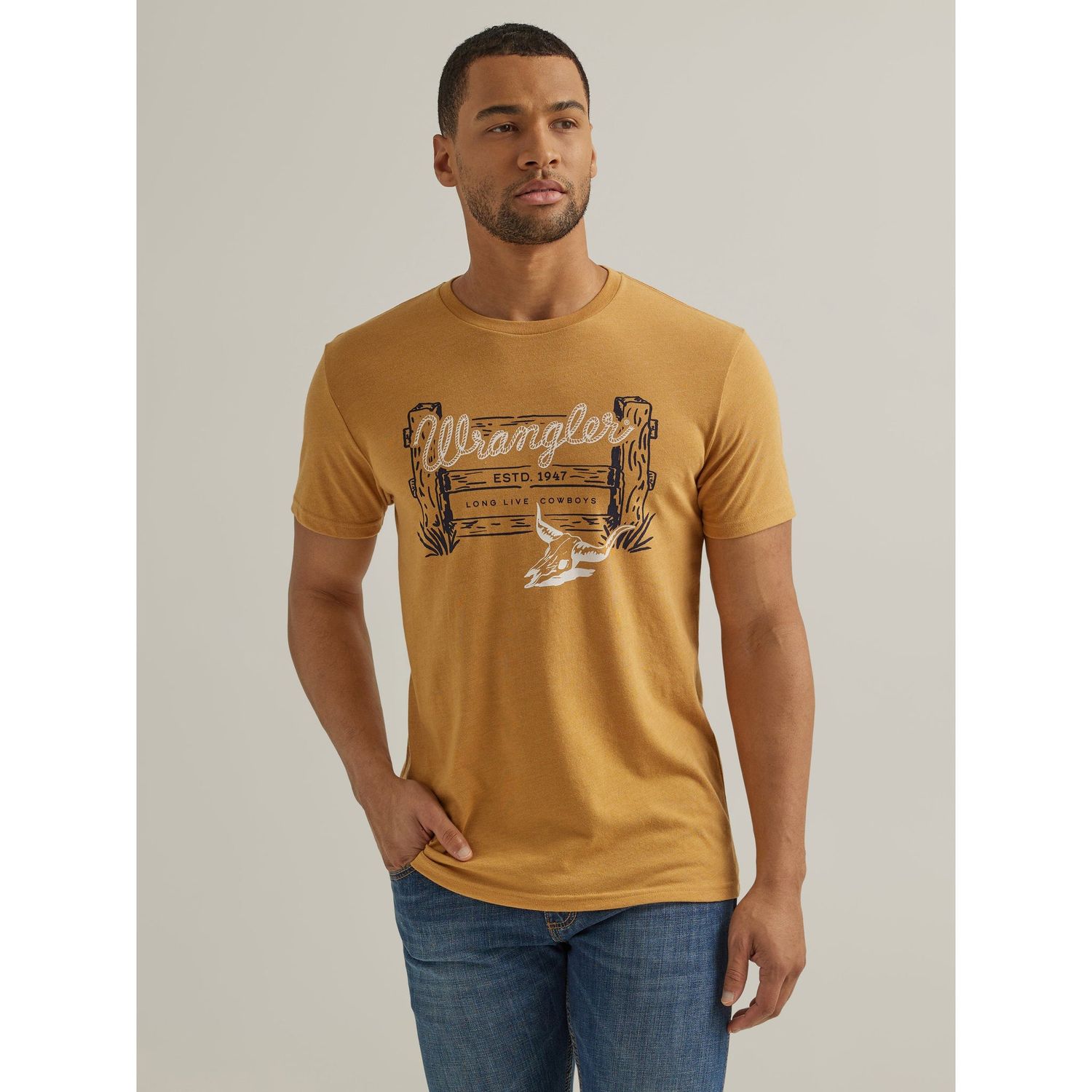 Wrangler Men's Cowboy Ranch Graphic Tee - Mustard