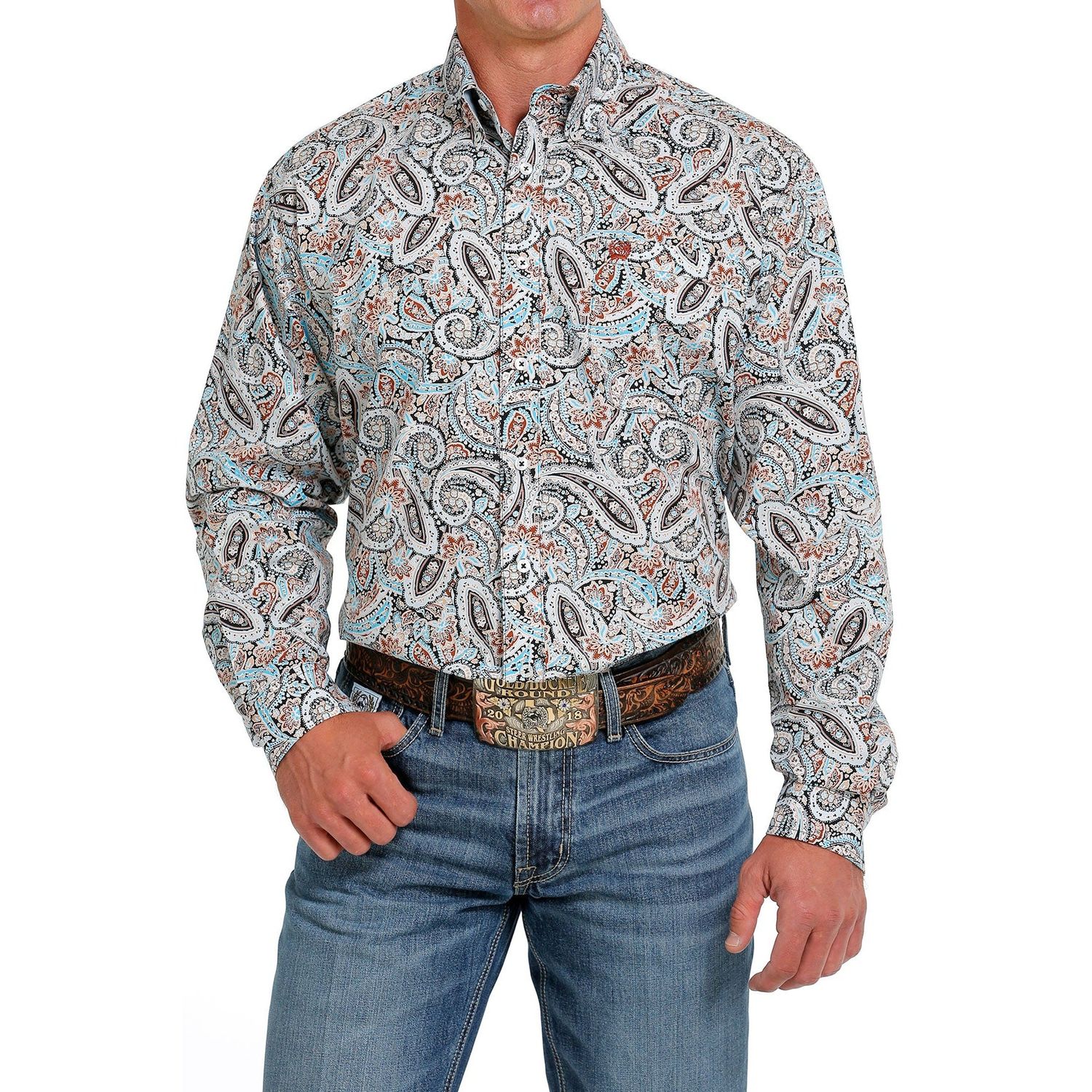 Cinch Men's Paisley Print Western Button Down - Multi, Size: XS