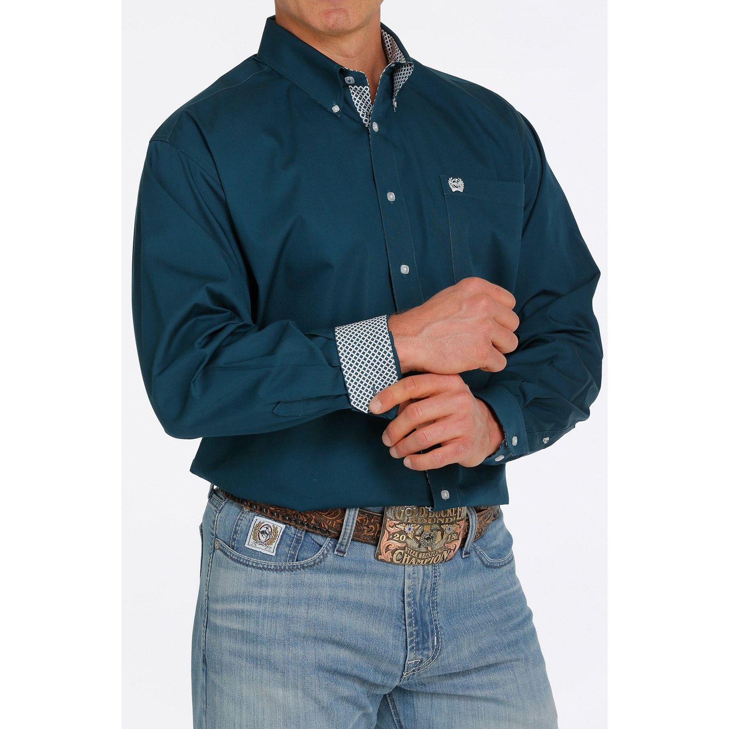 Cinch Men's LS Solid Teal