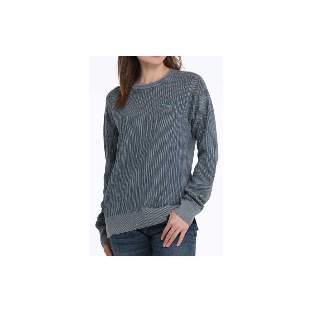 Cinch Women's Long Sleeve Pullover- Light Blue