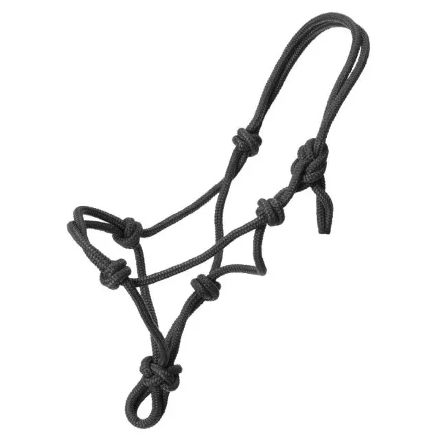 Tough 1 Mini Poly Rope Halter- Multiple Colours, Colour: Black, Size: S