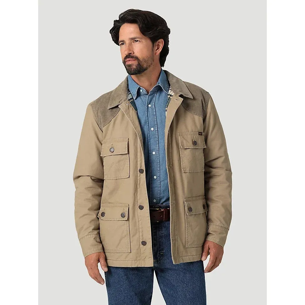 Wranglers Men's Corduroy Yoke Lined Barn Coat - Cathay Spice, Size: S
