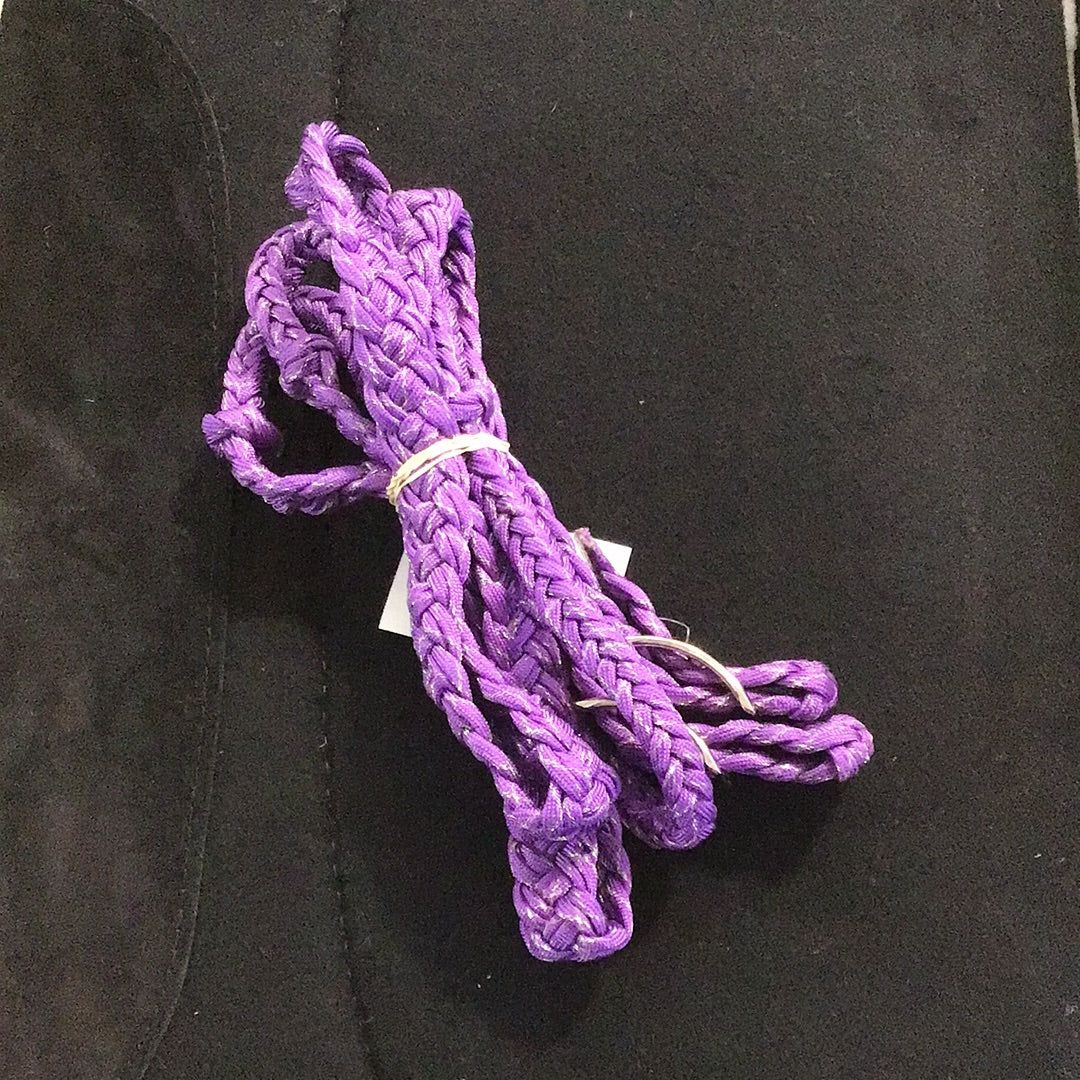 Irvine Braided Barrel Rein, Colour: GOLD GLITTER/PURPLE