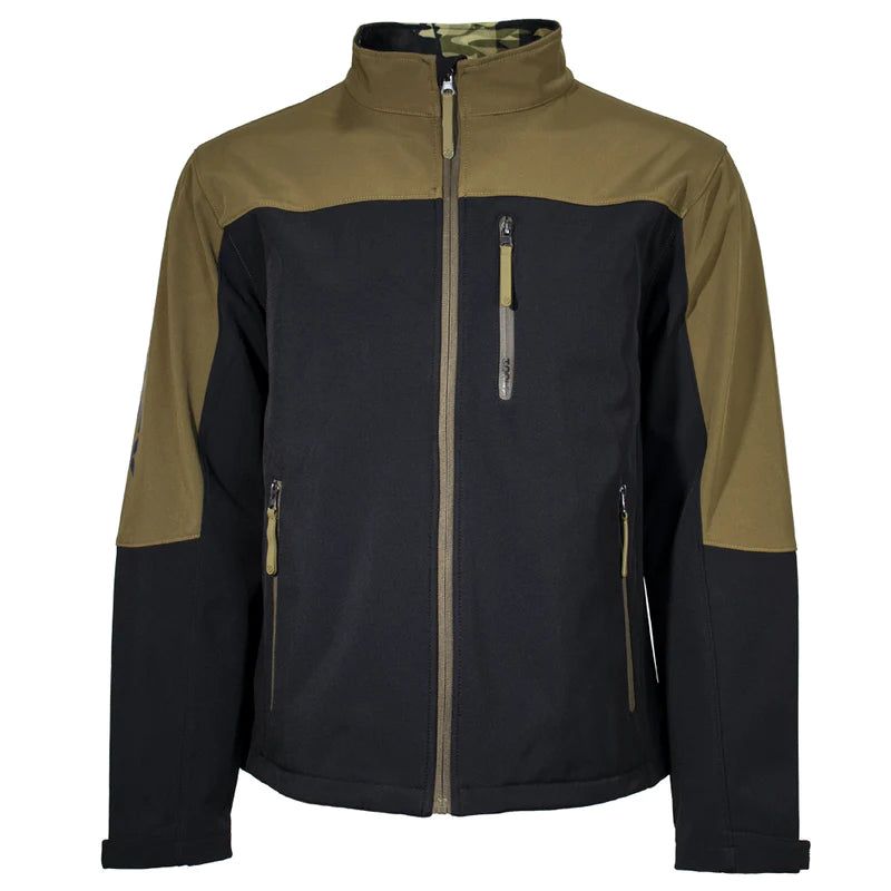 Hooey Men's Fleece-Lined Softshell Jacket - Black/Olive