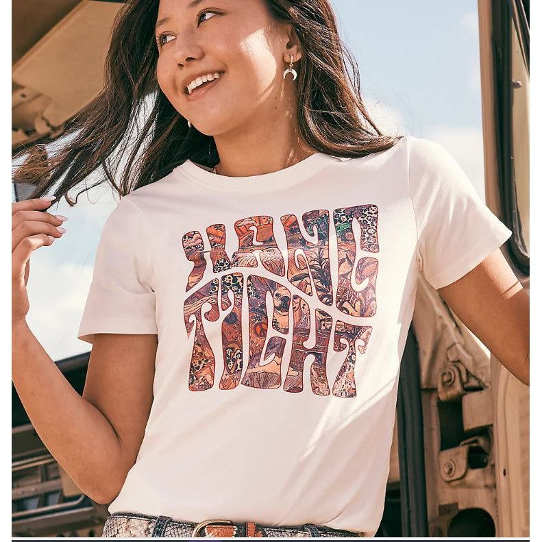 Wrangler Girl's Lainey Wilson Hang Tight Short Sleeve Tee Shirt- White