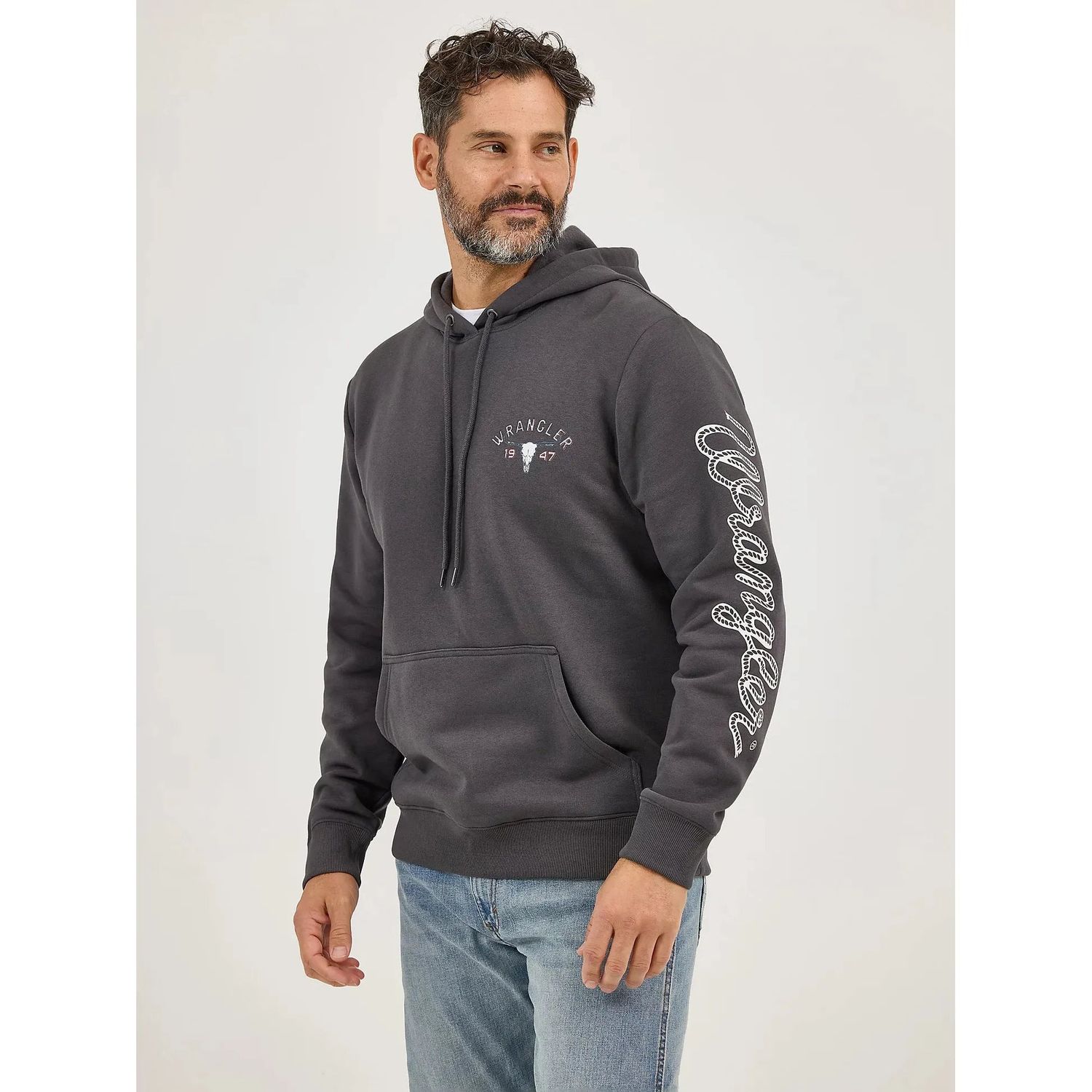 Wrangler® Men's Long Live Cowboys Pullover Hoodie - Worn Grey