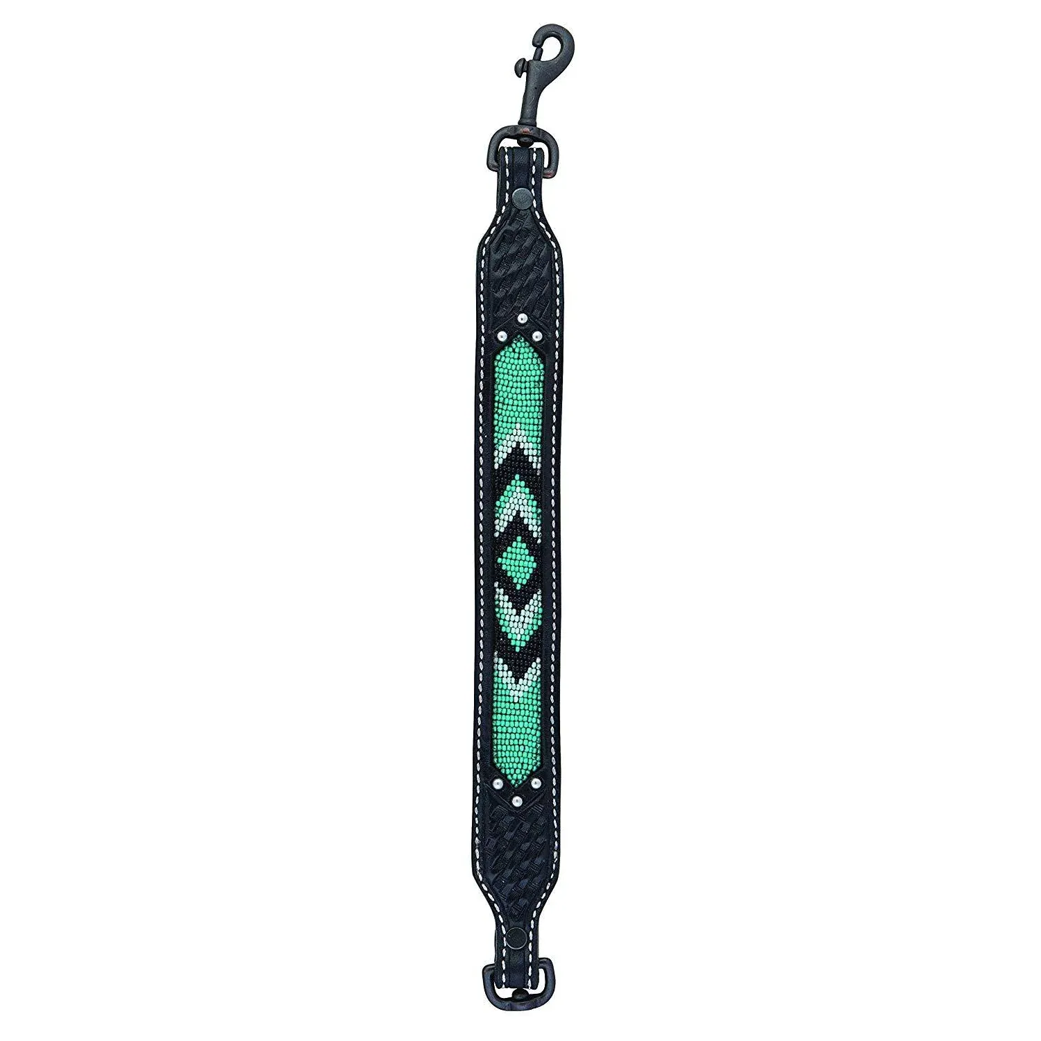 Weaver Beaded Goat Collar, 24", Color: Black/Teal