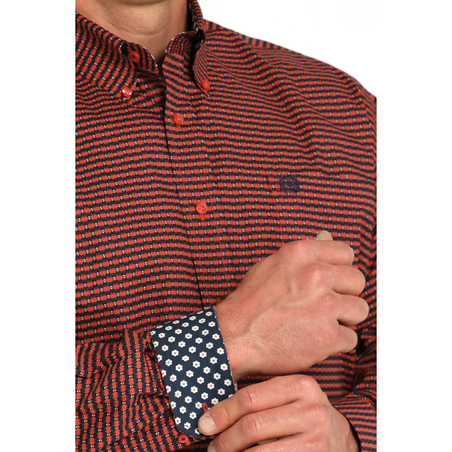 Cinch Men's Long Sleeve Print Shirt-Red - MTW1105936