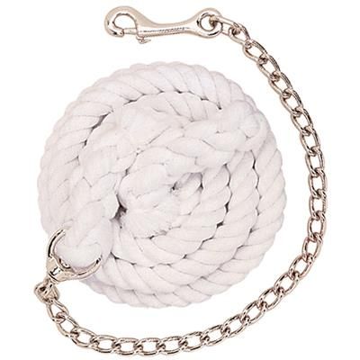 Weaver Leather 10' Cotton Lead w/NP Chain, Colour: WHITE