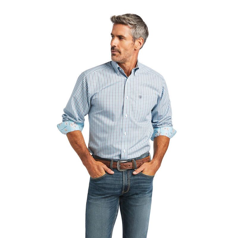 Ariat Mens WF Yair FTD LS Shirt Crystal Blue
