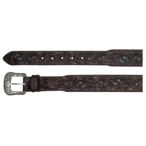 Hooey Men's Tapered Belt Chocolate Tooled, Size: 32